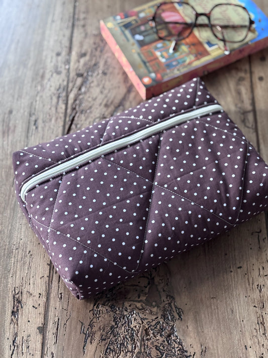 Pochette livre broché - marron pois écrus Garance