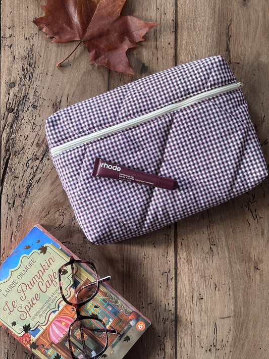 Pochette livre broché - vichy bordeaux Camille