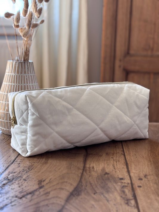 Trousse Charlotte - trousse velours écru matelassée pour Dyson Airstrait et lisseur