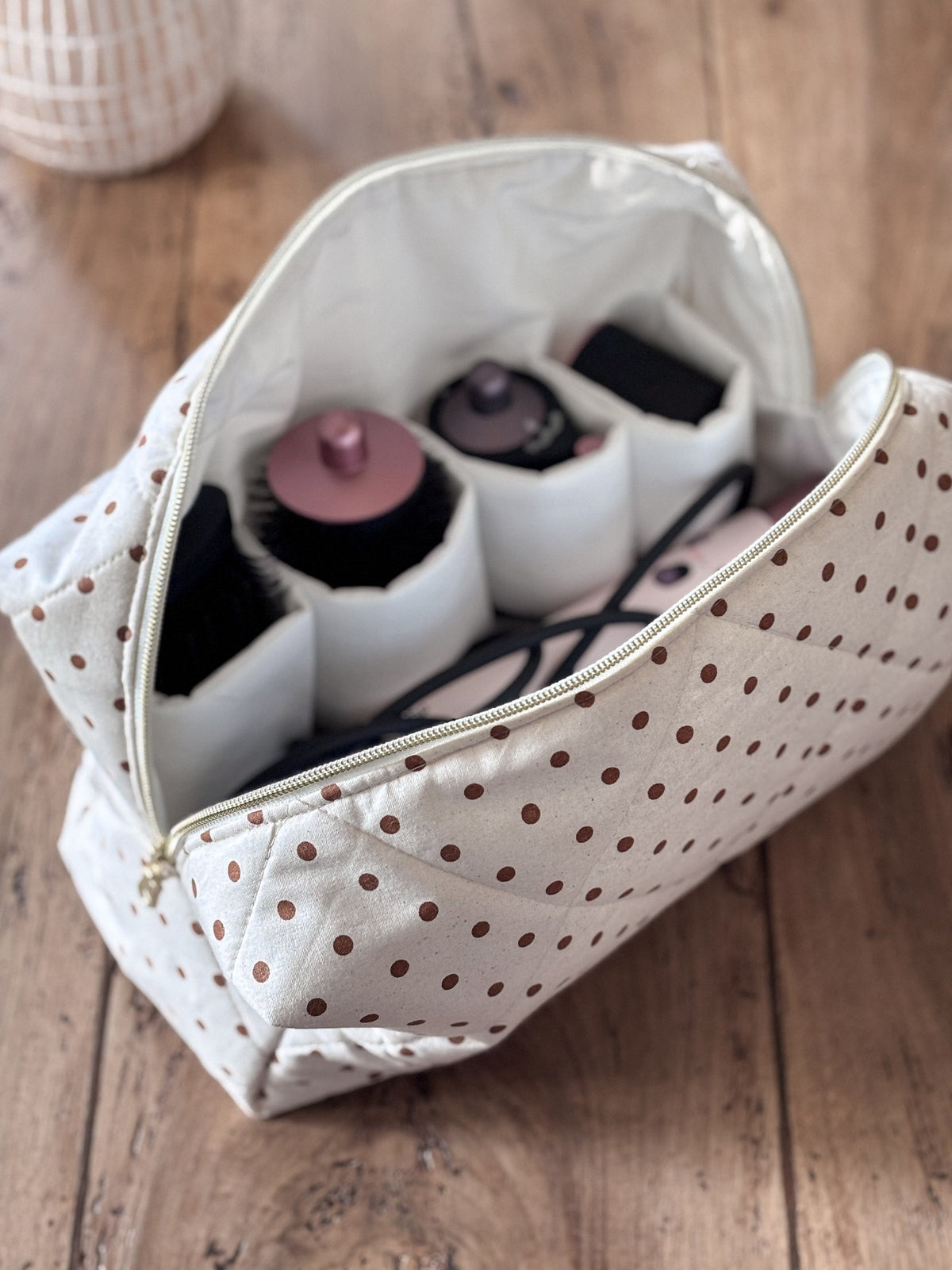 Trousse Dyson Airwrap - écrue pois marron Alma