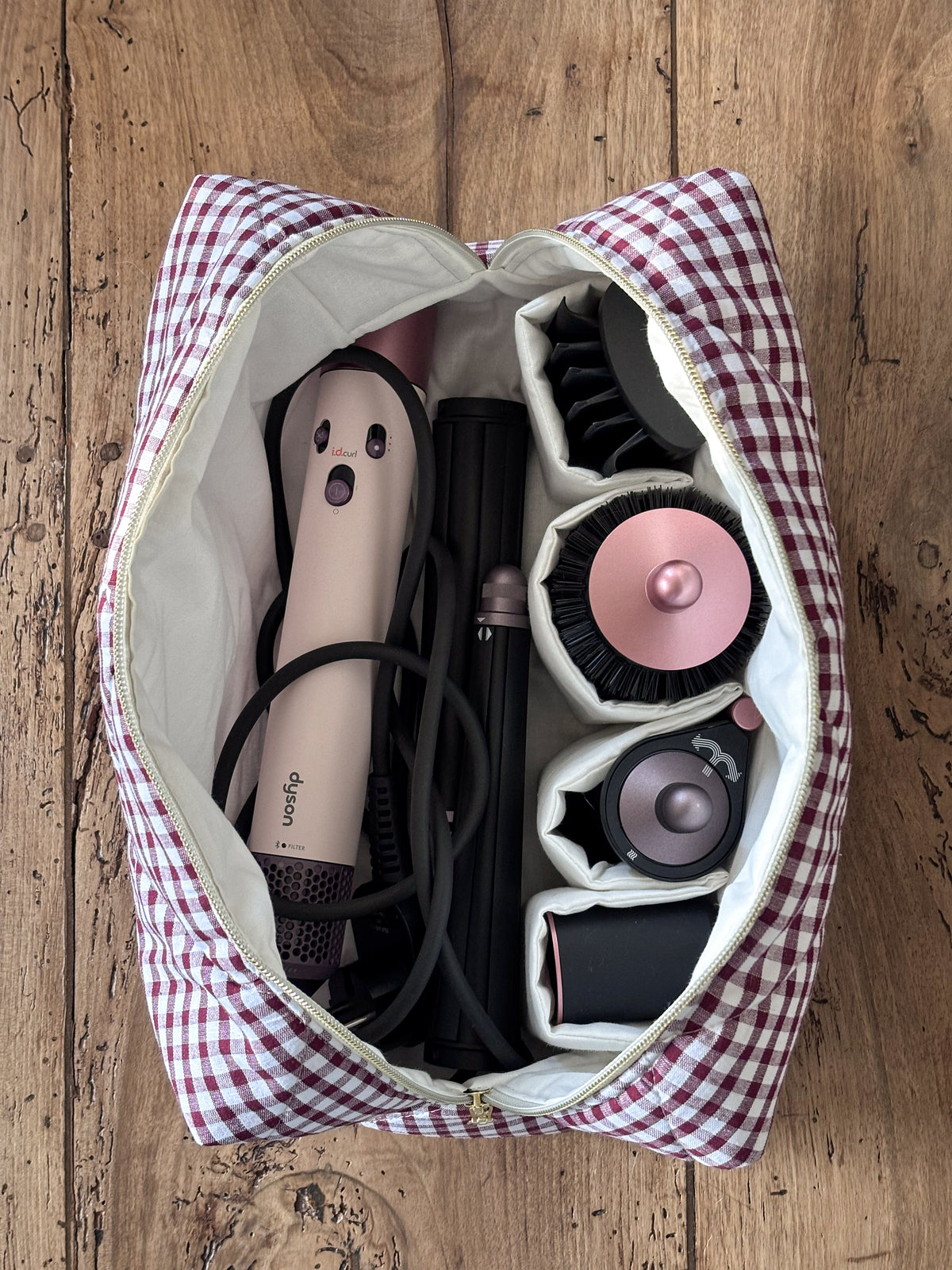 Trousse Dyson Airwrap - vichy chocolat Louise