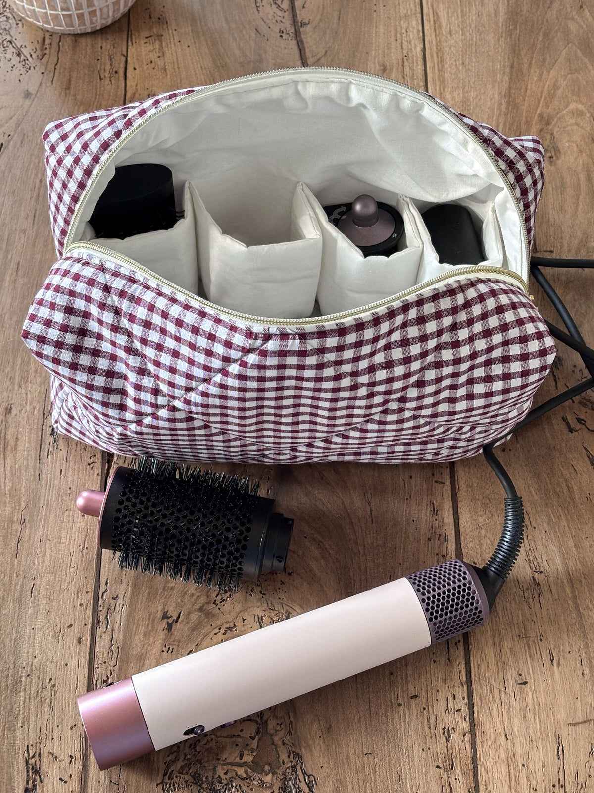 Trousse Dyson Airwrap - vichy chocolat Louise