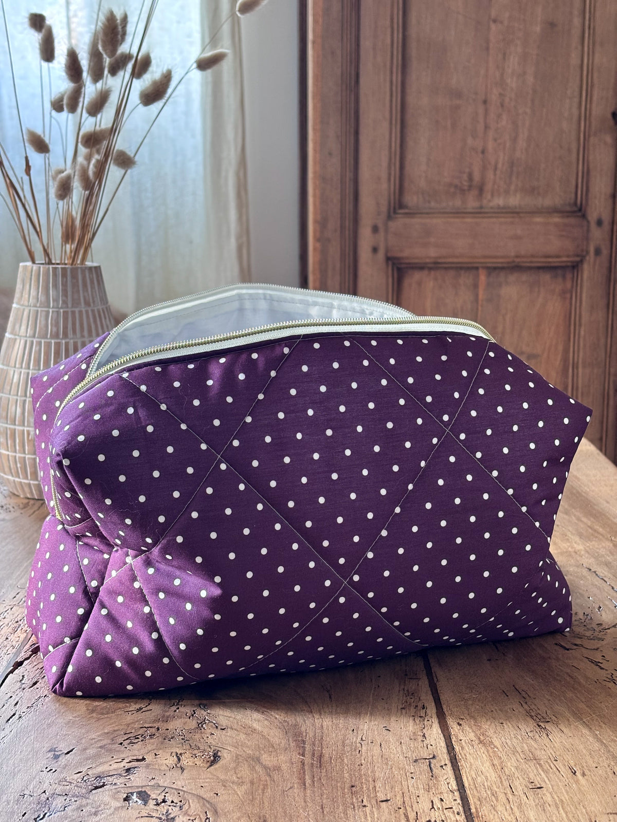 Trousse Dyson Airwrap - bordeaux pois écrus Garance