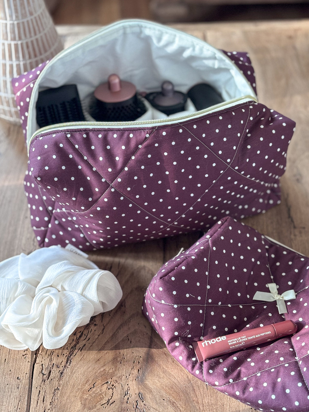 Trousse Dyson Airwrap - bordeaux pois écrus Garance