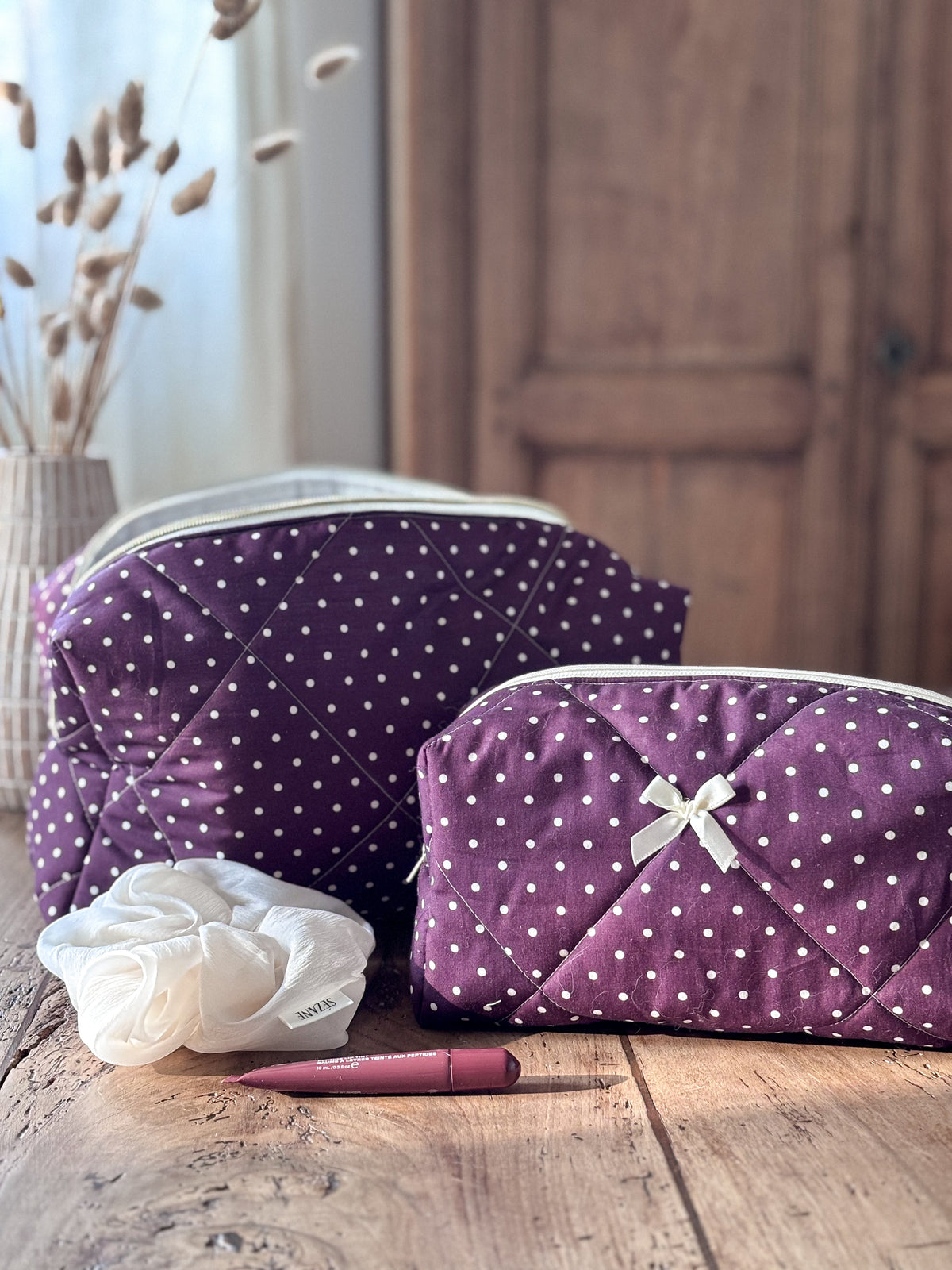 Trousse Dyson Airwrap - bordeaux pois écrus Garance