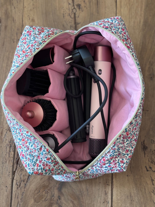 Trousse Eloïse - trousse fleurie matelassée pour Dyson Airwrap et Shark Flexstyle