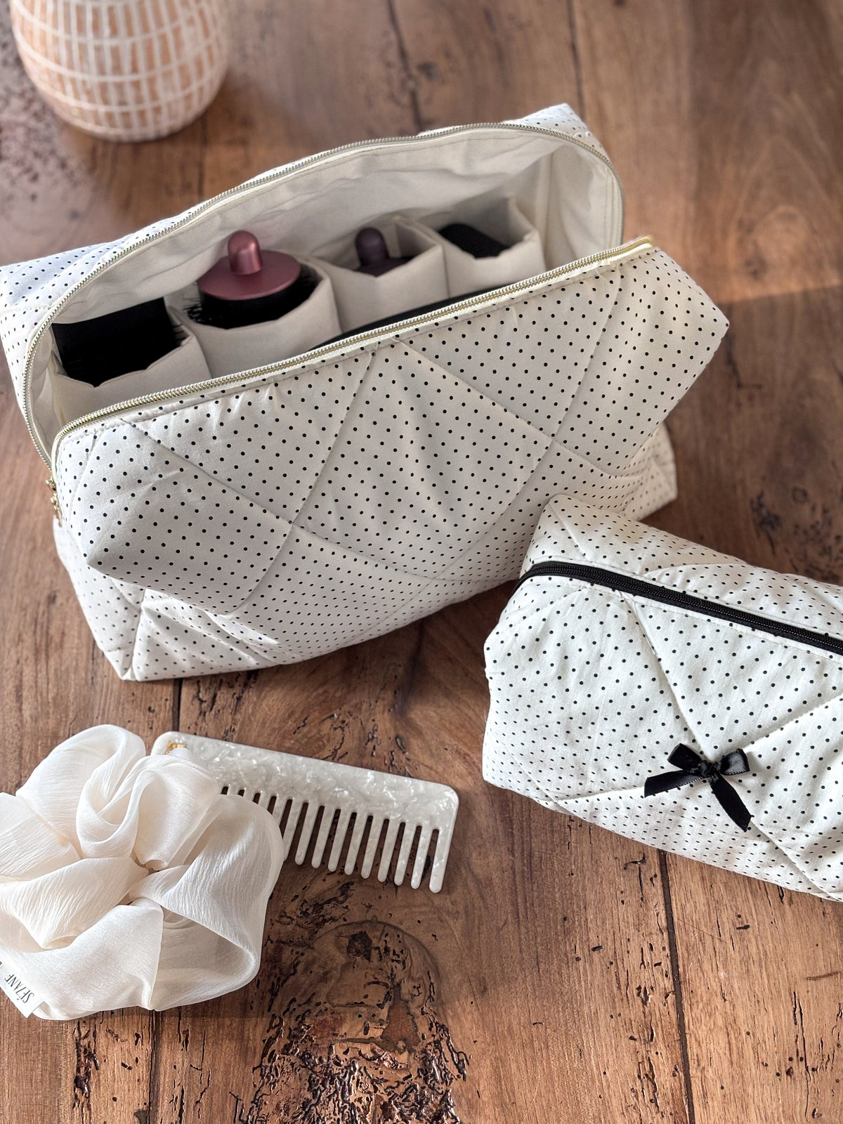 Trousse Dyson Airwrap - blanc pois noirs Margot