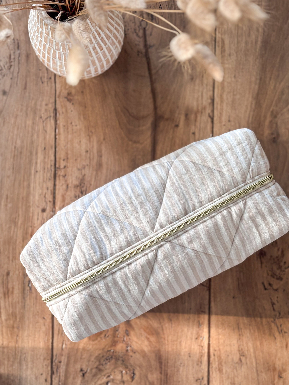 Trousse Dyson Airwrap - rayée écrue beige Albane