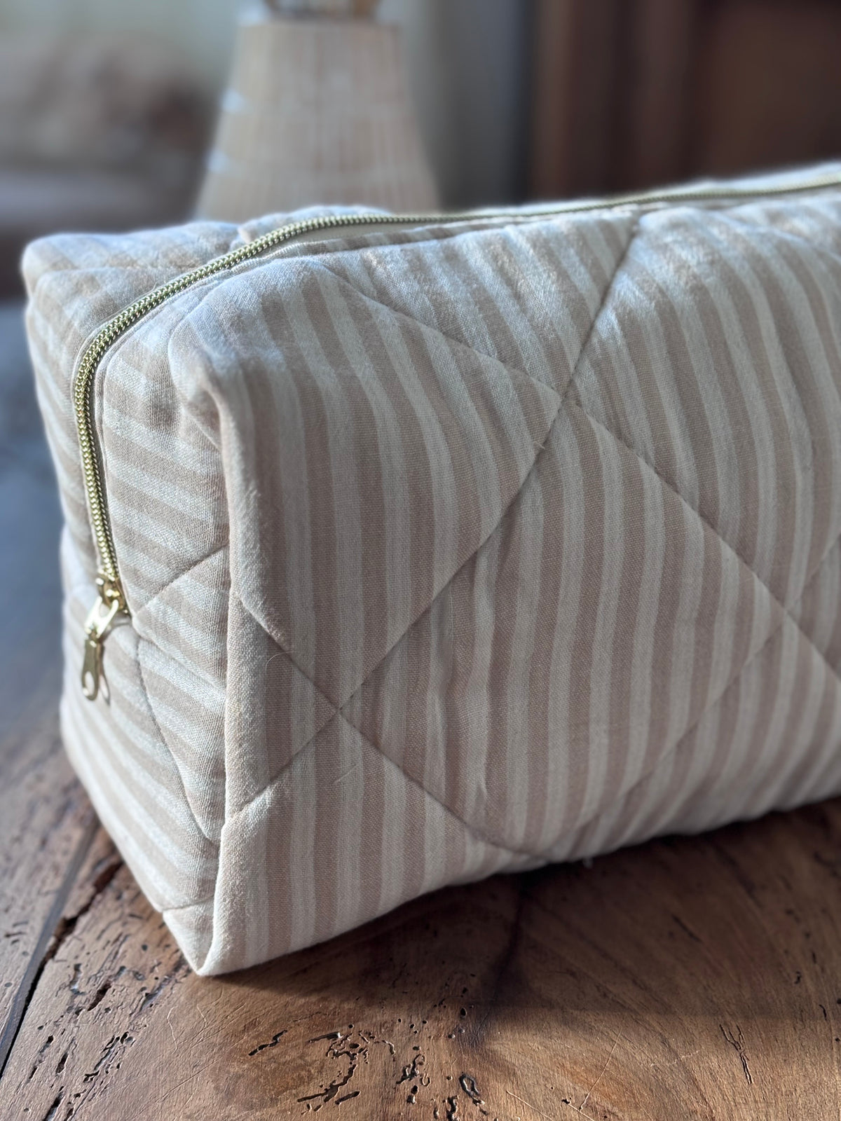 Trousse Dyson Airwrap - rayée écrue beige Albane