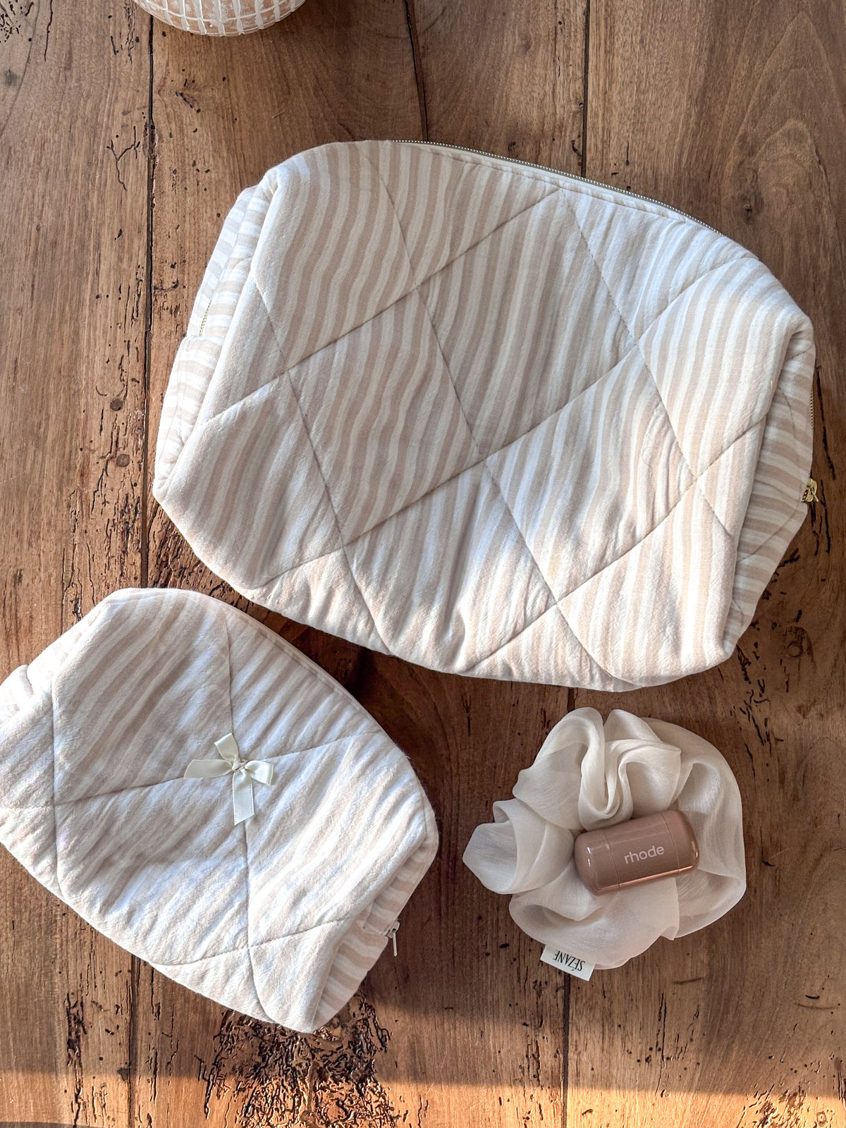 Trousse Dyson Airwrap - rayée écrue beige Albane