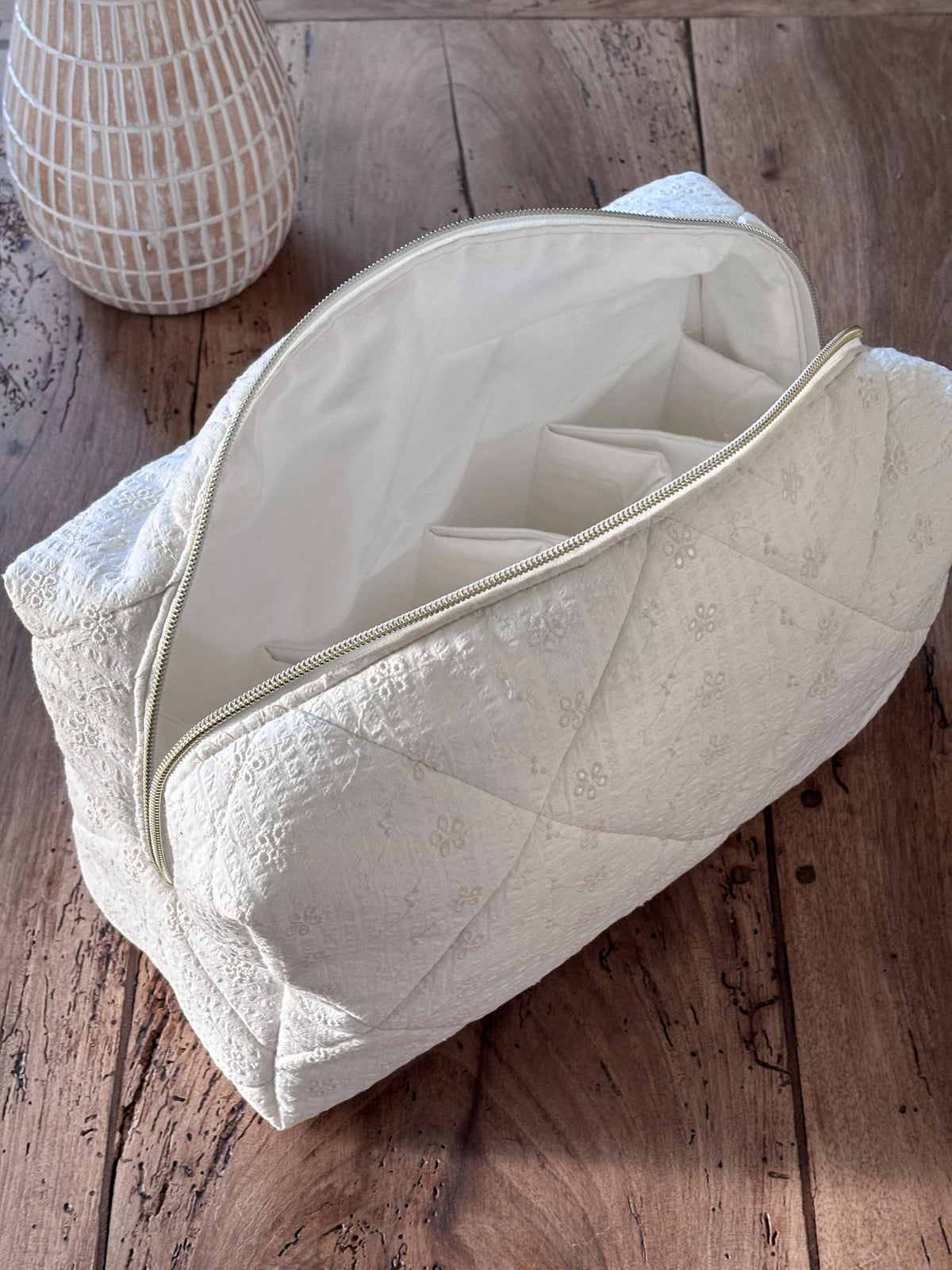 Quilted Pouch for Dyson Airwrap and Shark FlexStyle – Light Pink Gingham