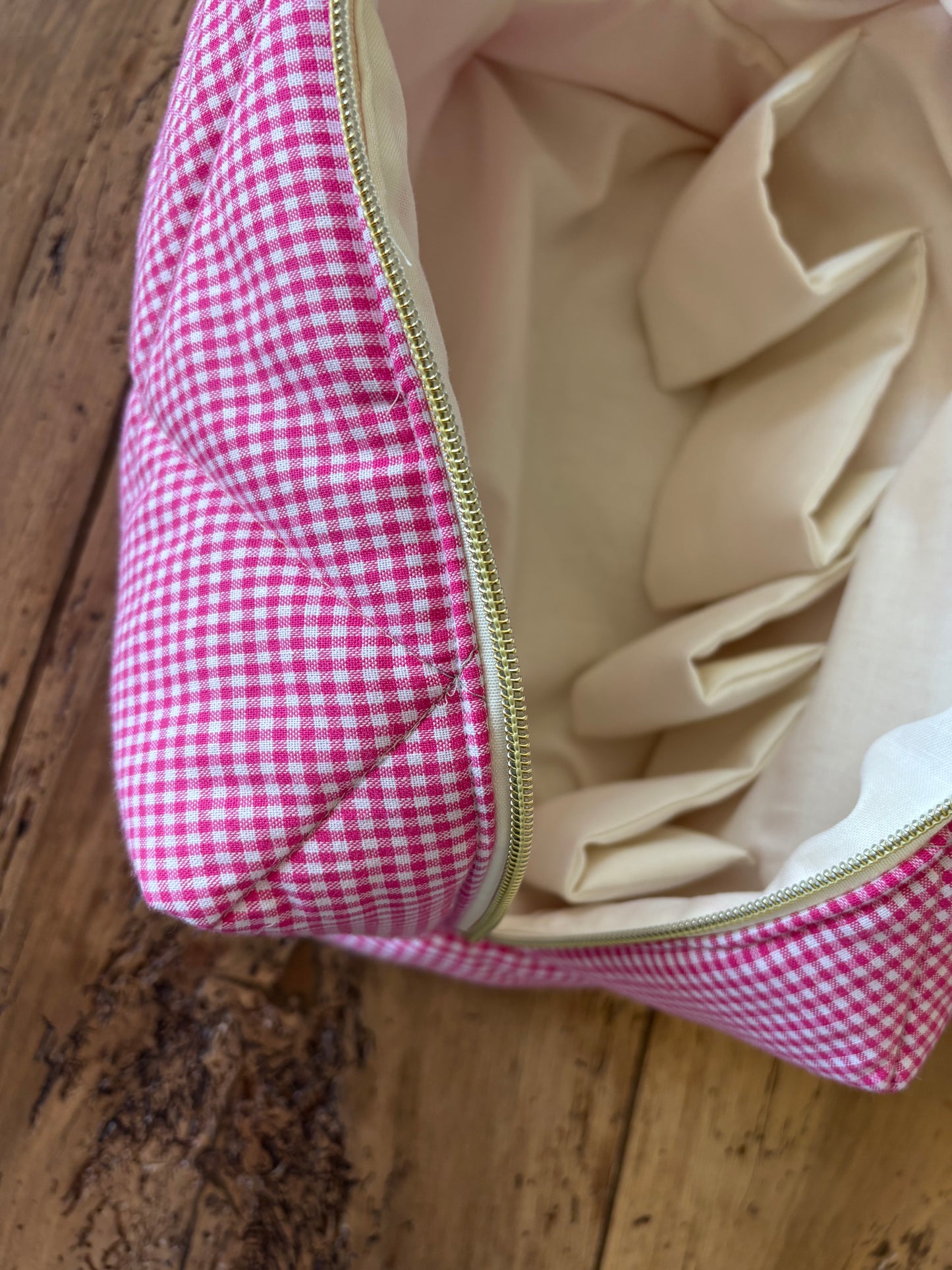 Trousse Camille - trousse vichy rose matelassée pour Dyson Airwrap et Sharkflextyle