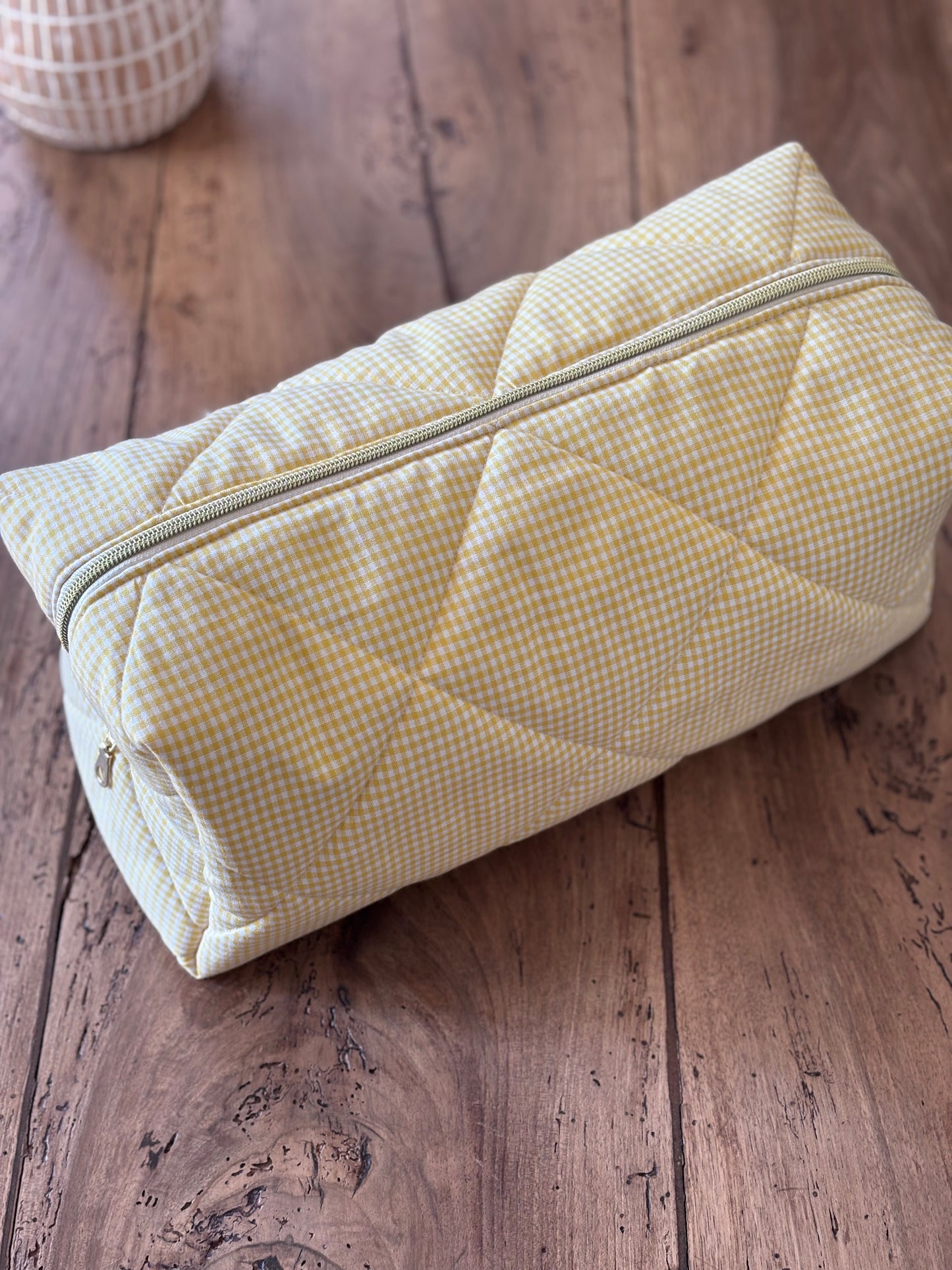 Trousse Camille - trousse vichy jaune matelassée pour Dyson Airwrap et Sharkflextyle