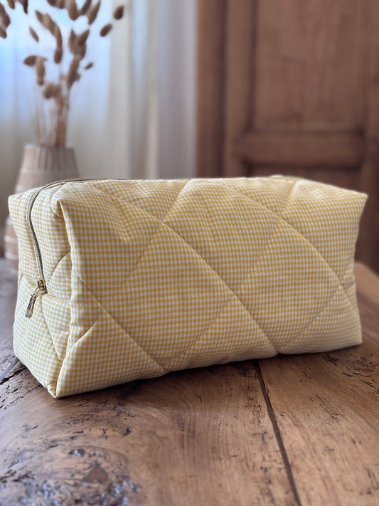 Trousse Camille - trousse vichy jaune matelassée pour Dyson Airwrap et Sharkflextyle