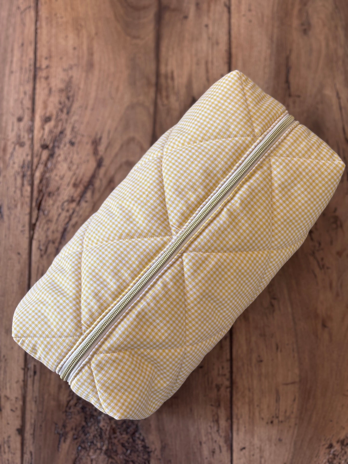 Trousse Camille - trousse vichy jaune matelassée pour Dyson Airwrap et Sharkflextyle