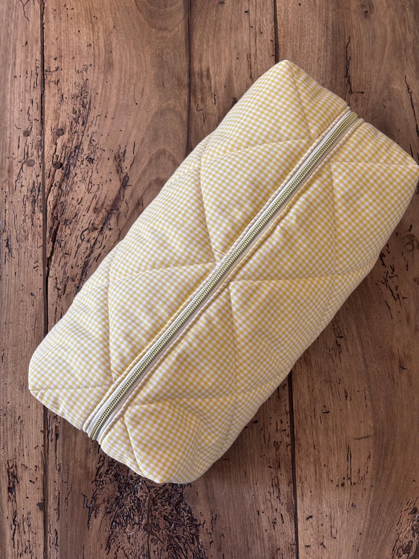 Trousse Camille - trousse vichy jaune matelassée pour Dyson Airwrap et Sharkflextyle