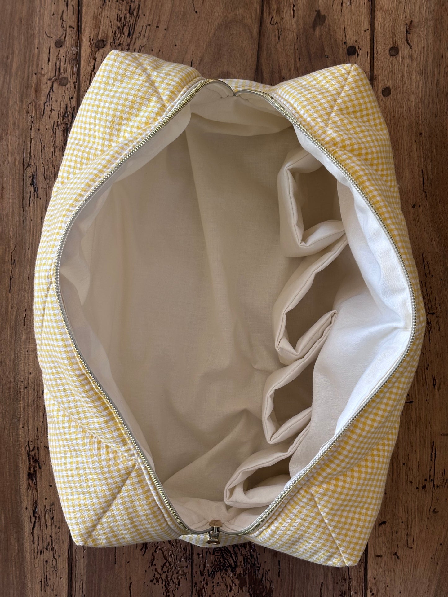 Trousse Camille - trousse vichy jaune matelassée pour Dyson Airwrap et Sharkflextyle