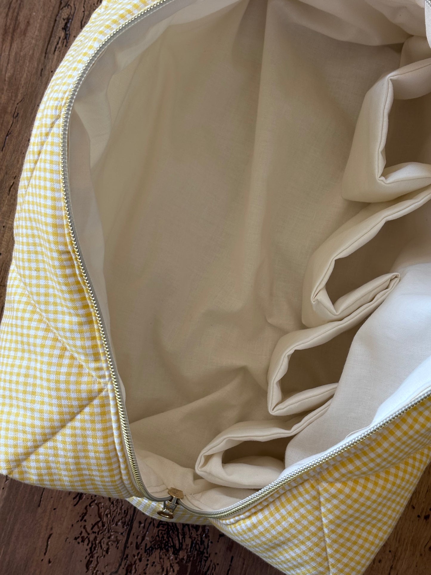 Trousse Camille - trousse vichy jaune matelassée pour Dyson Airwrap et Sharkflextyle