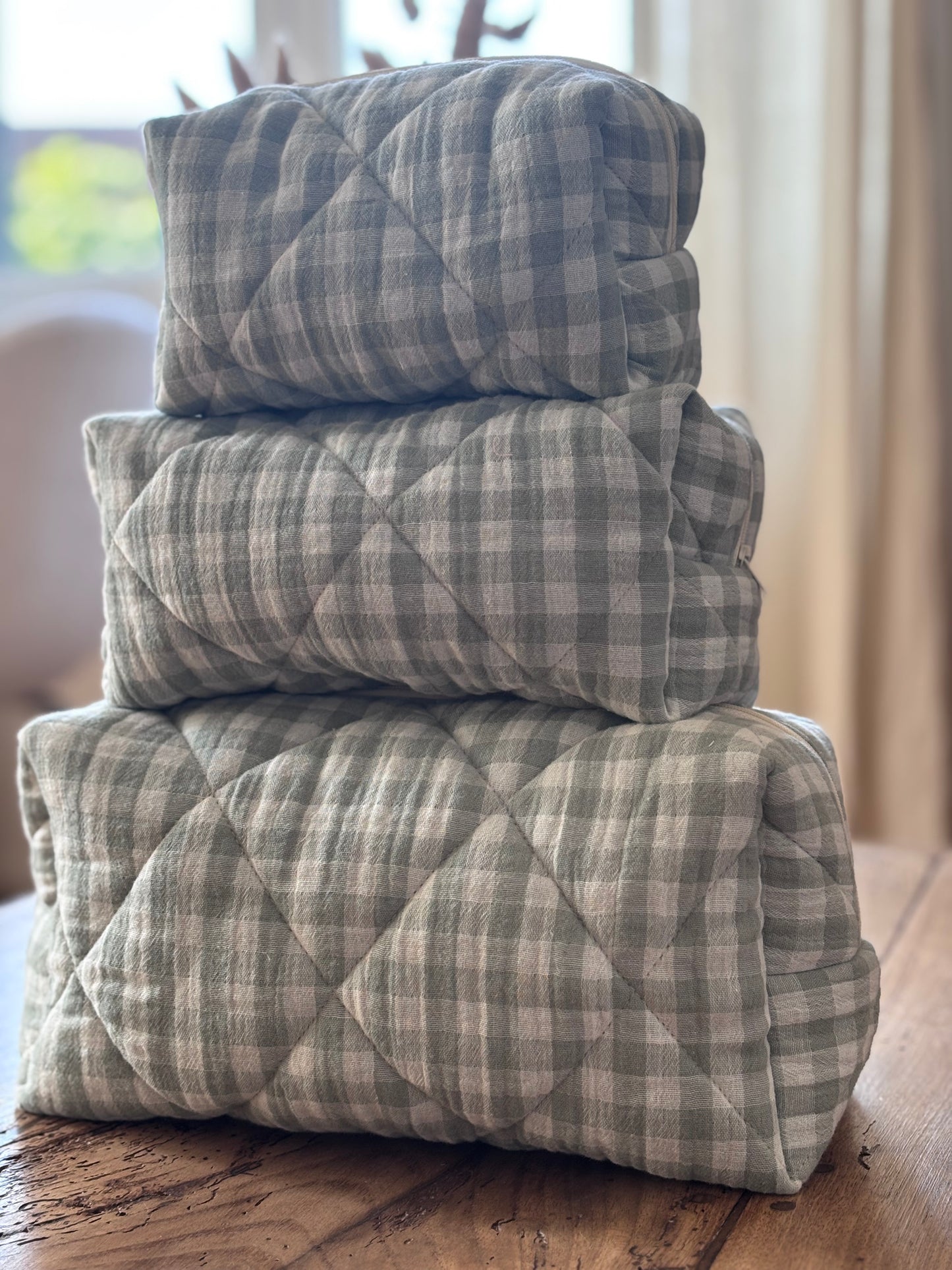 Trousse beauté matelassée Vichy Sauge