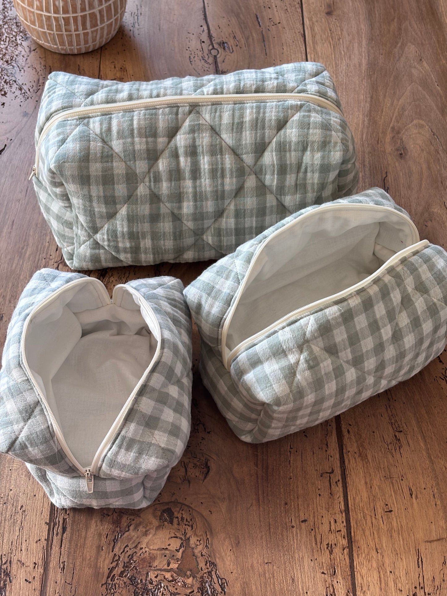 Trousse beauté matelassée Vichy Sauge