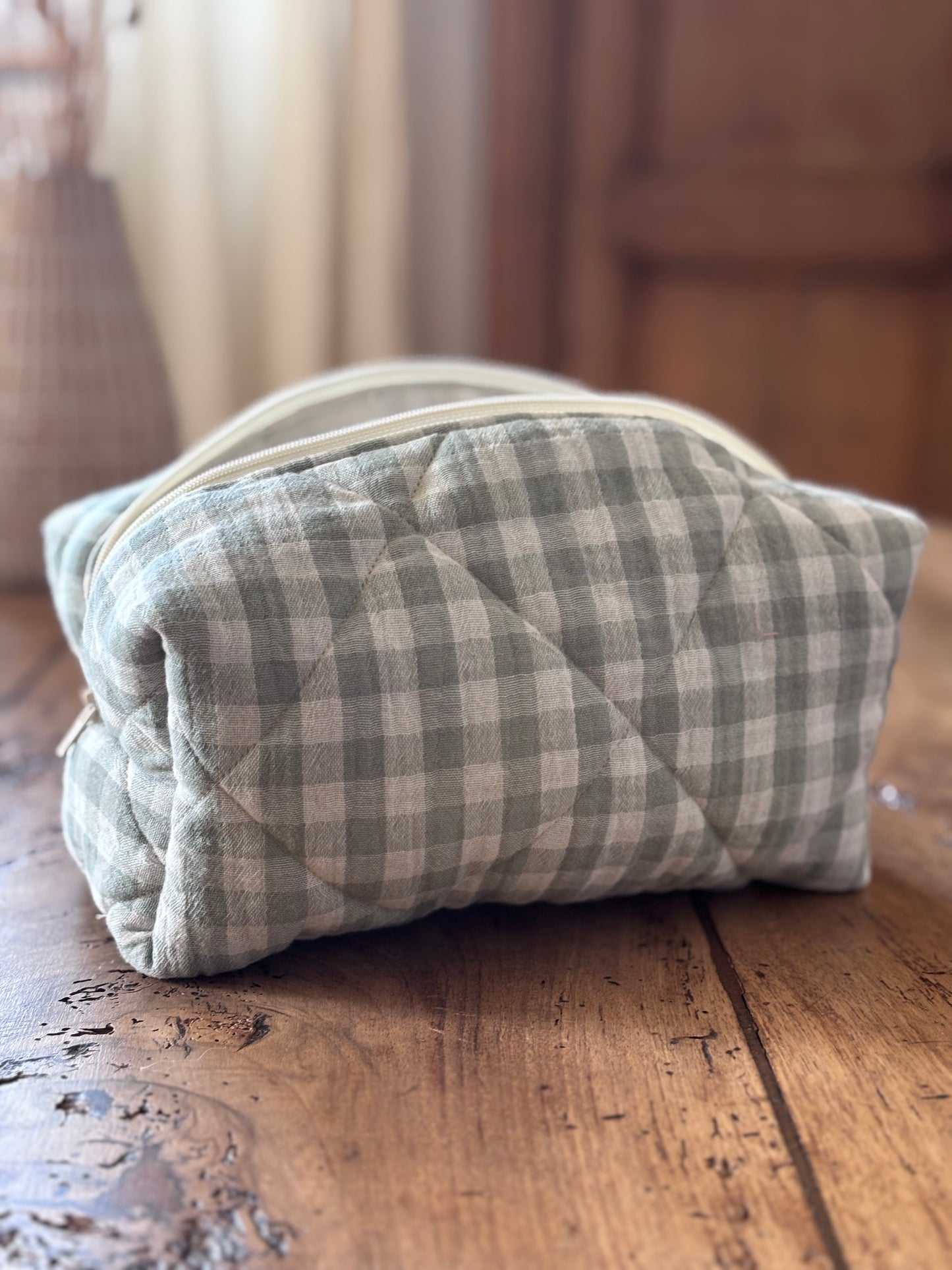 Trousse beauté matelassée Vichy Sauge