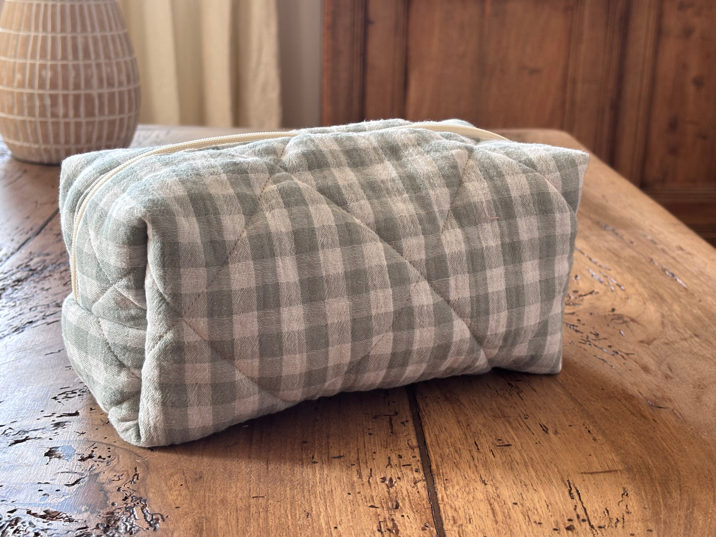 Trousse beauté matelassée Vichy Sauge
