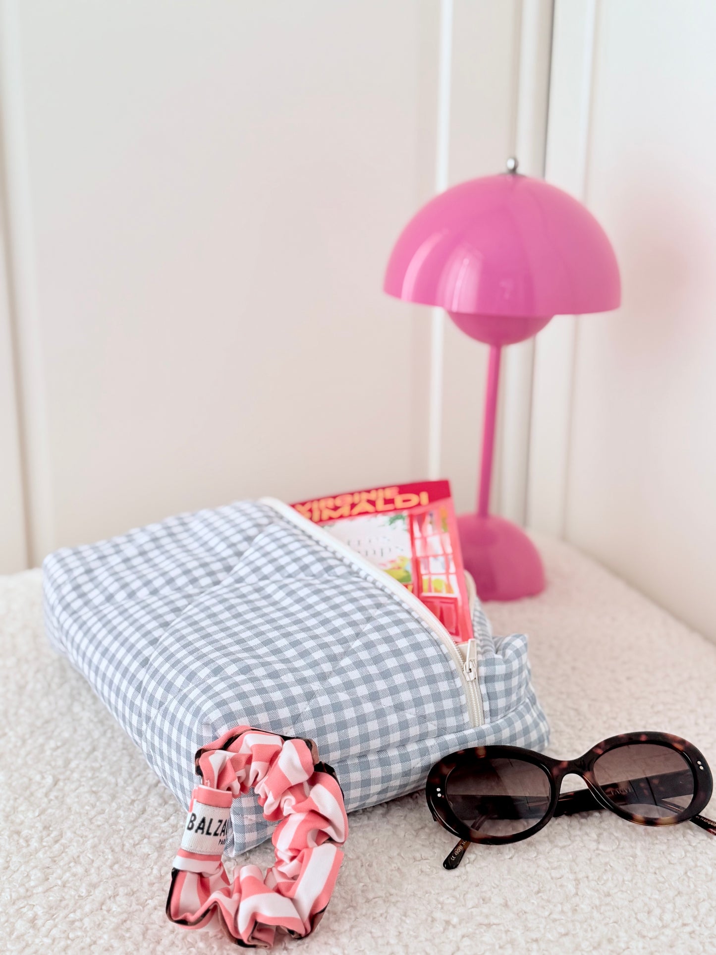 Pochette livre broché Louise – vichy bleu