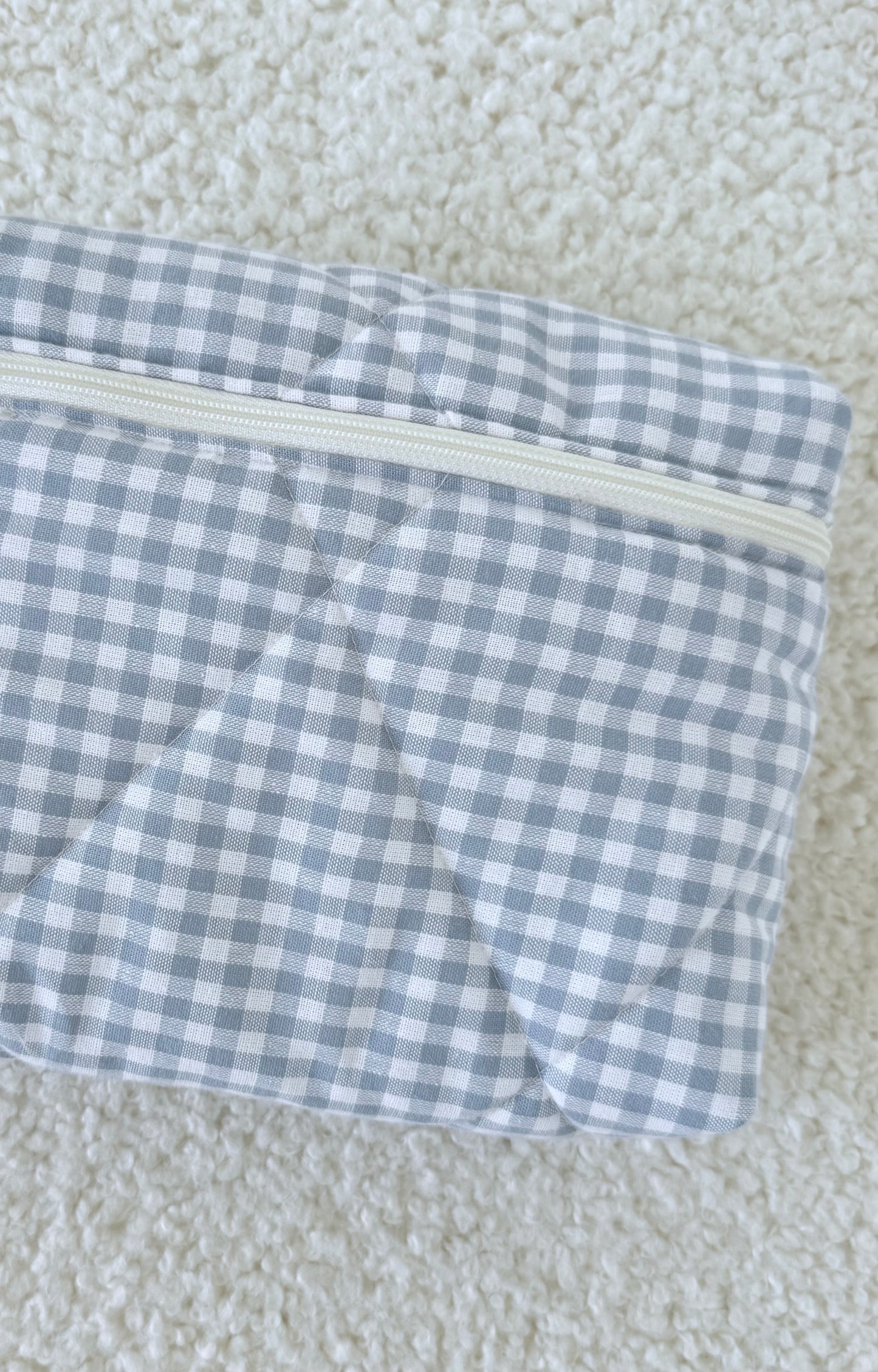 Pochette livre & liseuse Kindle Louise – Vichy bleu
