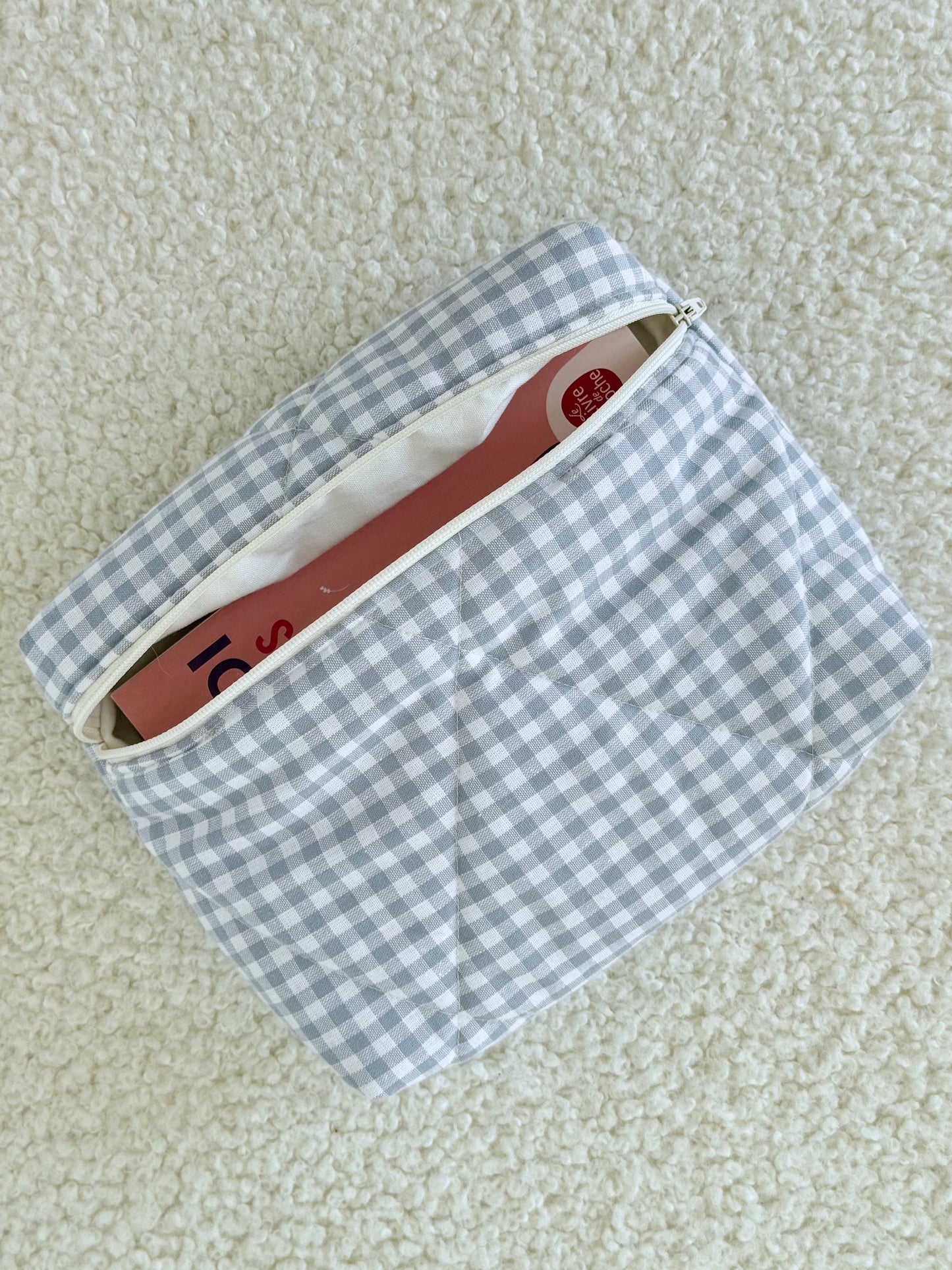 Pochette livre & liseuse Kindle Louise – Vichy bleu