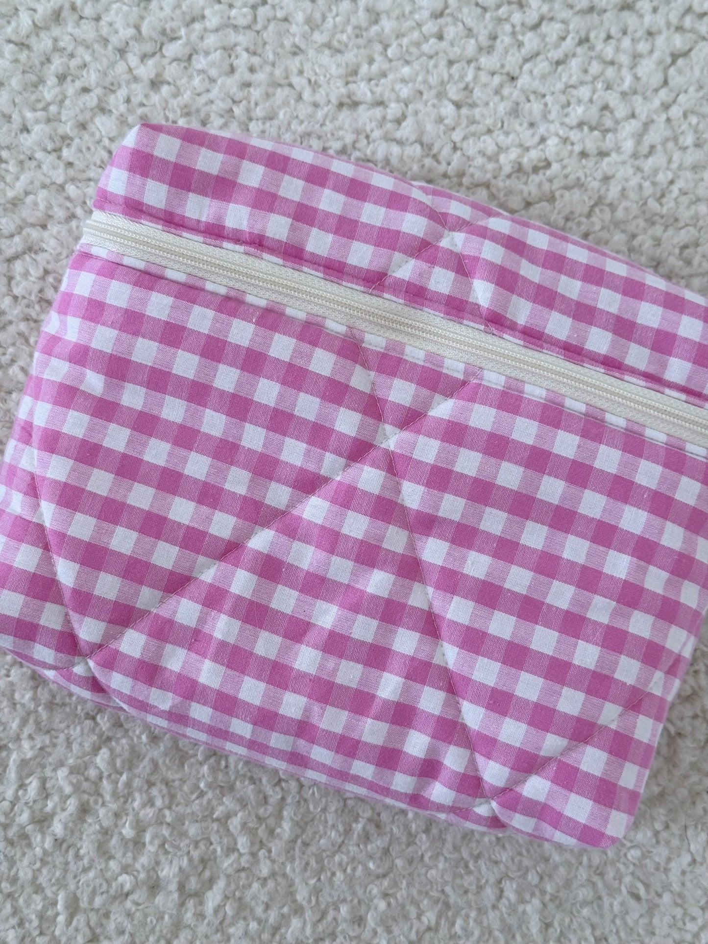 Pochette livre & liseuse Kindle Louise – Vichy rose