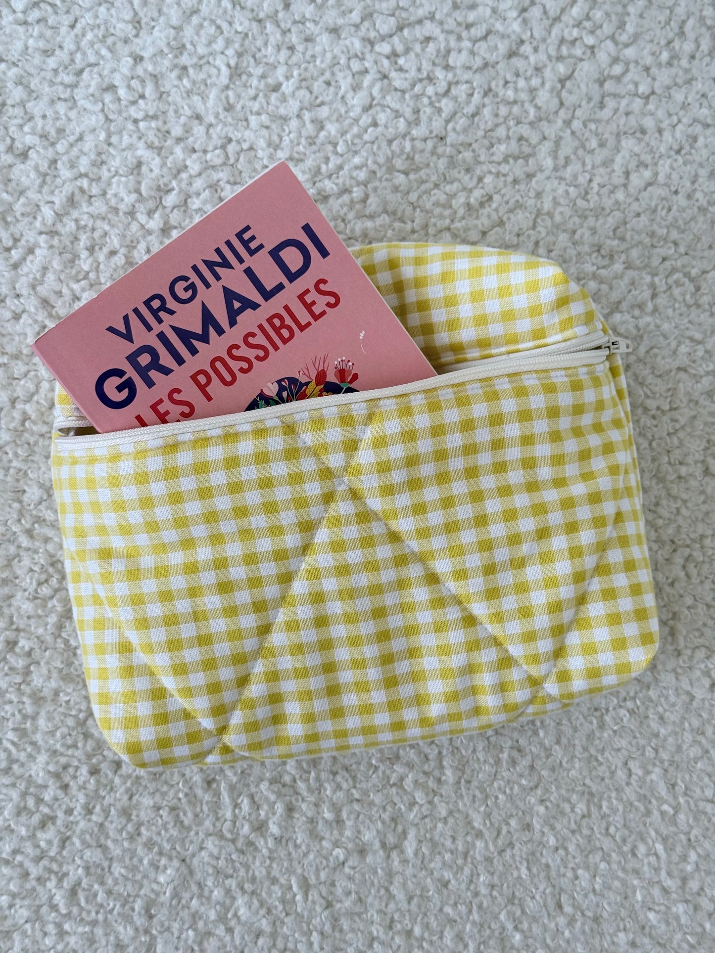 Pochette livre & liseuse Kindle Louise – Vichy jaune