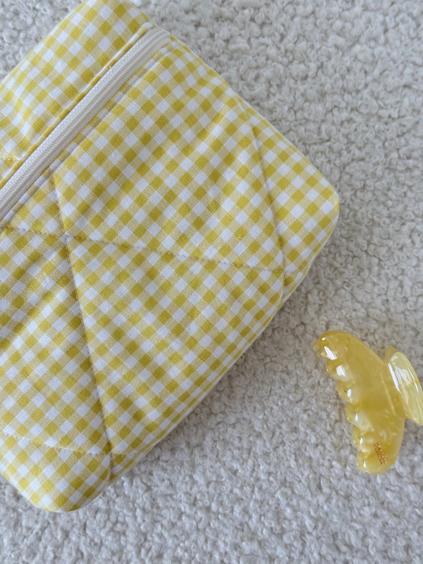 Pochette livre & liseuse Kindle Louise – Vichy jaune