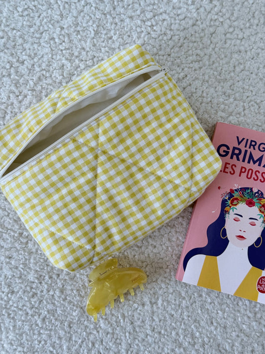 Pochette livre & liseuse Kindle Louise – Vichy jaune