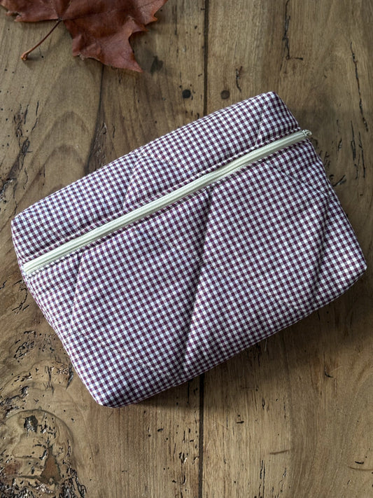 Pochette livre broché - vichy bordeaux Camille