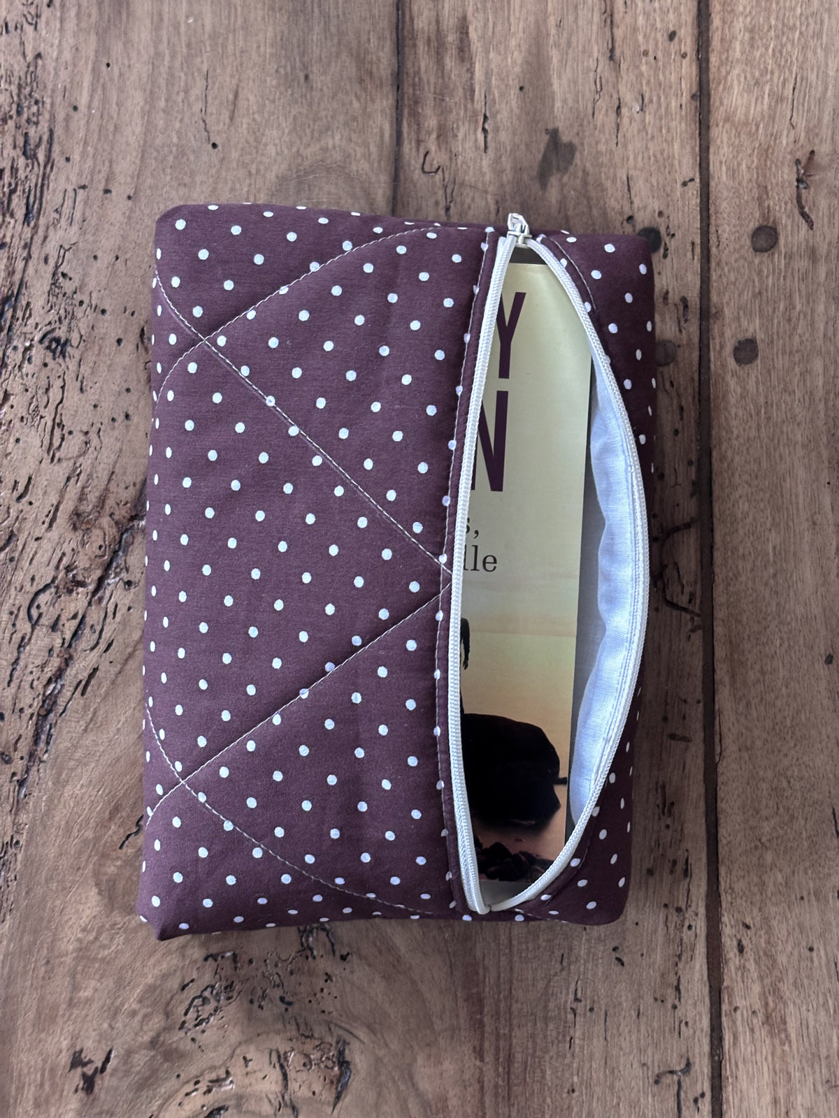 Pochette livre de poche - marron pois écrus Garance - Compatible Kindle